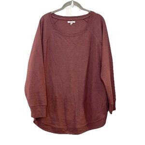 Maurices Top Mauve Purple Tunic Waffle Knit Thermal Boho Long Sleeve Shirt 2X